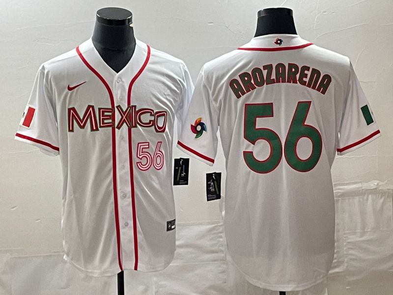 Men 2023 World Cub Mexico 56 Arozarena White green Nike MLB Jersey 9